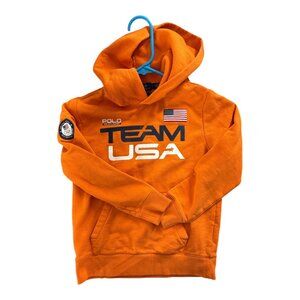 Polo Ralph Lauren Team USA Kids Hoodie Size 7 Orange Olympic Official Outfitter